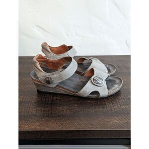 Taos Gray Carousel Wedge Strappy Sandals - Size 39